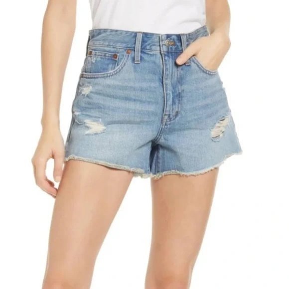 NEW Madewell Relaxed Denim Shorts in Renfield Wash Destructed Edition ND697 - Picture 7 of 7